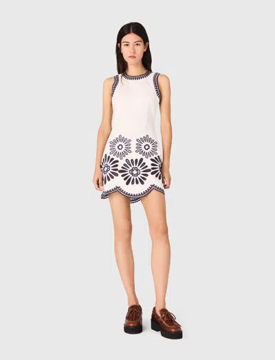 MAJE MAJE WOMAN'S COTTON SHORT DRESS WITH CROCHET DETAILS FOR FALL/WINTER
