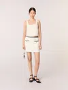 Maje Woman's Cotton Short Skirt With Contrasting Trim For Spring/summer In Ecru