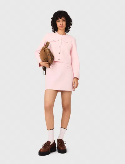MAJE MAJE WOMAN'S COTTON SHORT TOPSTITCHED KNIT SKIRT FOR FALL/WINTER