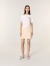 Maje Jusselina Knit Mini Skirt In Pink/ecru
