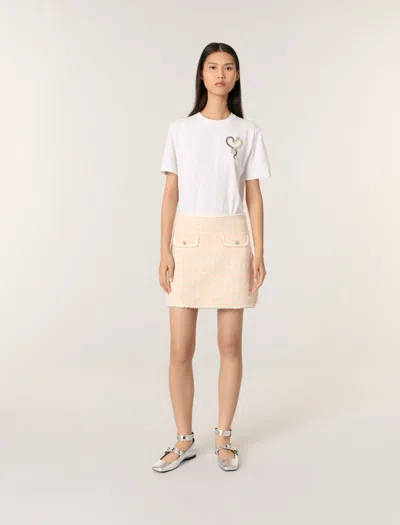 MAJE MAJE WOMAN'S COTTON SHORT TWEED-EFFECT KNIT SKIRT FOR SPRING/SUMMER