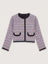Maje Tweed Jacket In Blue / Red