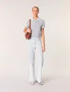 Maje Striped Knit Polo Shirt In Light Blue Stripes