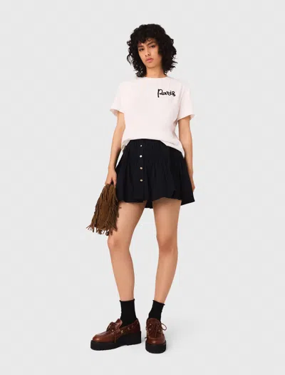 MAJE T-SHIRT WITH EMBROIDERED PARIS LOGO