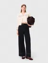 Maje Woman's Cotton Topstitched Cropped Cardigan For Fall/winter In Black