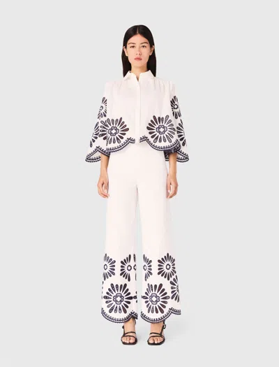 MAJE MAJE WOMAN'S COTTON TROUSERS WITH CROCHET DETAIL FOR FALL/WINTER