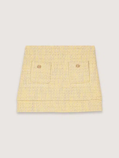 Maje Tweed Mini Skirt In Yellow