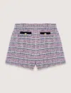 Maje Tweed Shorts With Contrasting Trim In Blue / Red