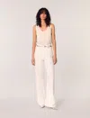 Maje Wide-leg Rhinestone Jeans In White