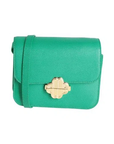 Maje Woman Cross-body Bag Green Size - Cow Leather, Polyurethane Coated, Zamak In Green