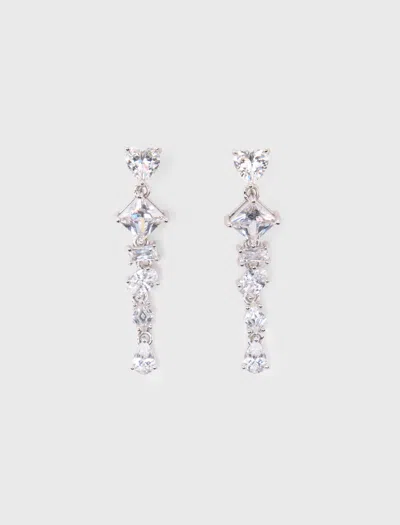 Maje Woman's Crystal Rhinestone Heart Earrings For Fall/winter In Metallic