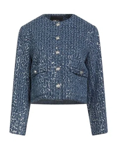 Maje Woman Denim Outerwear Blue Size 10 Cotton, Polyester