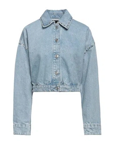 Maje Woman Denim Outerwear Blue Size 8 Cotton