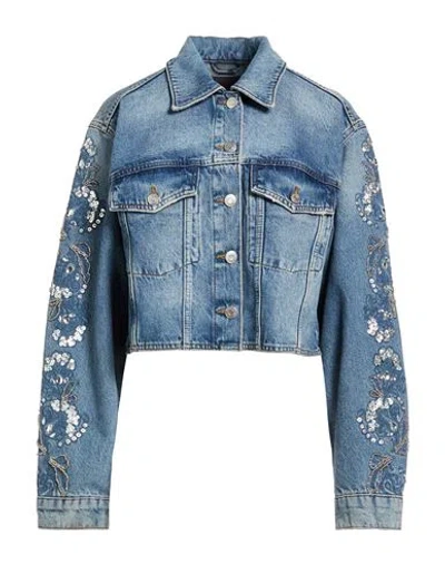 Maje Woman Denim Outerwear Blue Size 8 Cotton