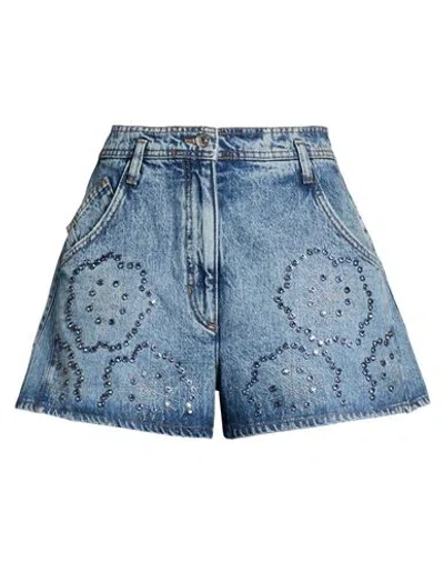 Maje Woman Denim Shorts Blue Size 10 Cotton, Glass