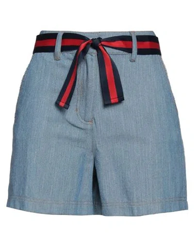 Maje Woman Denim Shorts Blue Size 8 Cotton, Polyamide, Viscose