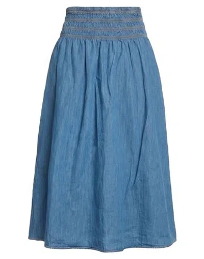 Maje Woman Denim Skirt Blue Size 2 Cotton