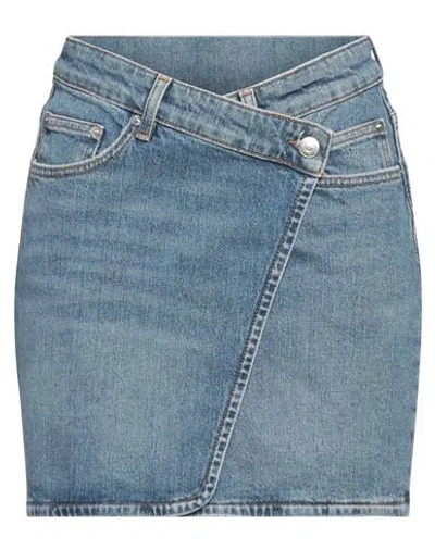 Maje Woman Denim Skirt Blue Size 6 Cotton, Elastane