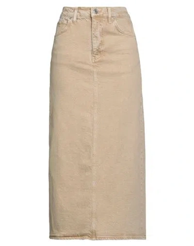 Maje Woman Denim Skirt Sand Size 10 Cotton, Elastane In Brown