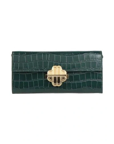 Maje Woman Handbag Dark Green Size - Cow Leather, Zinc, Polyurethane