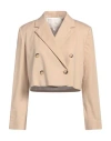 Maje Woman Blazer Beige Size 8 Lyocell, Cotton, Elastane In Beige