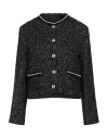 Maje Bead-embellished Metallic Tweed Jacket In Black