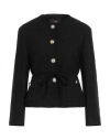 Maje Woman Jacket Black Size 10 Cotton, Synthetic Fibers, Acrylic, Viscose, Wool In Black