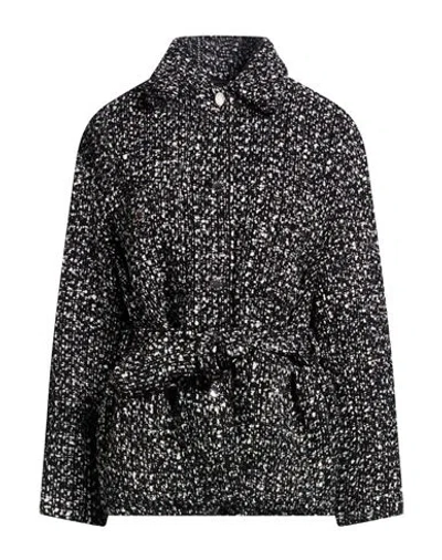 Maje Woman Jacket Black Size 4 Cotton, Wool, Synthetic Fibers, Acrylic