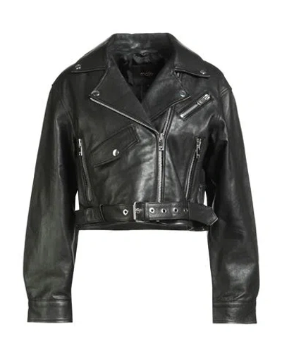 Maje Woman Jacket Black Size 6 Sheepskin
