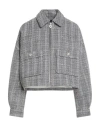 Maje Woman Jacket Grey Size 8 Cotton, Acrylic, Polyester, Polyamide, Viscose In Gray