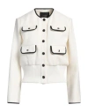 Maje Contrasting-trim Tweed Jacket In White