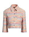 Maje Cropped Tweed Tailored Jacket In Orange