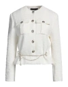 Maje Woman Jacket White Size 6 Cotton, Polyamide In White