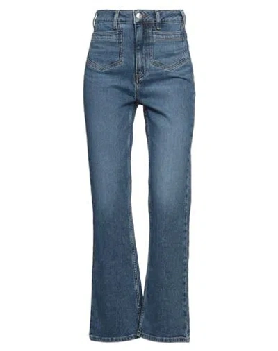 MAJE MAJE WOMAN JEANS BLUE SIZE 10 COTTON, ELASTANE