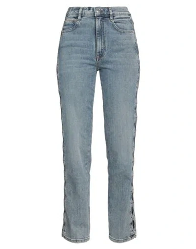 Maje Cutout Crystal-embellished High-rise Straight-leg Jeans In Blue