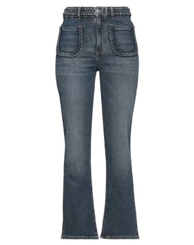 Maje Woman Jeans Blue Size 4 Cotton, Elastane
