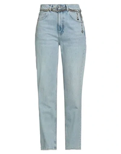 Maje Woman Jeans Blue Size 10 Cotton, Polyester, Calfskin