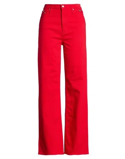 Maje Woman Jeans Red Size 10 Cotton, Elastane
