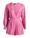 Maje Woman Jumpsuit Pink Size 8 Linen, Polyamide, Brass