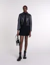 Maje Basaly Leather Jacket In Black