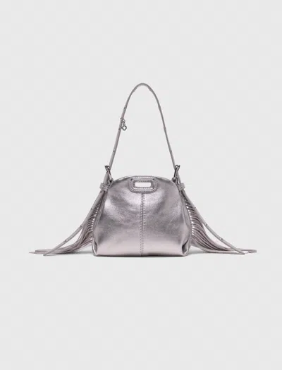 Maje Woman's Leather Metallic Leather Miss M Micro Bag For Fall/winter In Silver