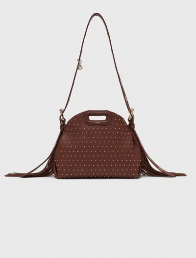 Maje Woman's Leather Miss M Mini Leather Studded Bag For Fall/winter In Brown