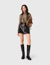 Maje Short Leather Skirt In Multi