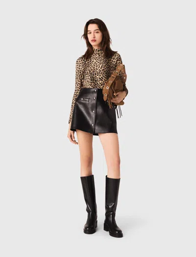 Maje Woman's Leather Short Leather Skirt For Fall/winter In Multi