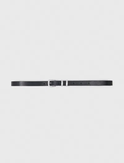 MAJE MAJE WOMAN'S LEATHER SLIM BELT WITH DIAMANTÉ BUCKLE FOR FALL/WINTER