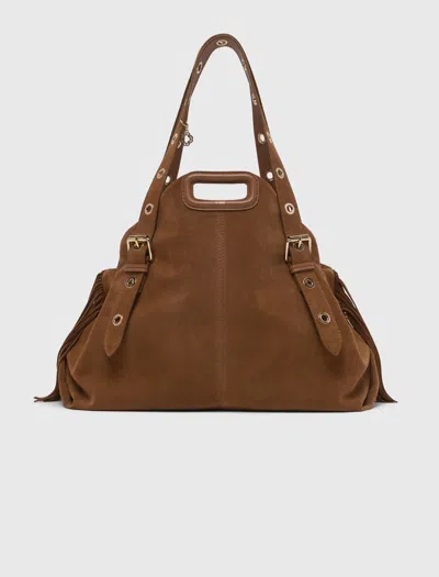 Maje Woman's Leather Suede Miss M Xl Bag For Fall/winter In Brown