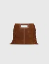 Maje Woman's Leather Topstitched Suede M Bag For Spring/summer In Brown