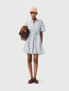 Maje Short Patterned Linen-blend Dress In White