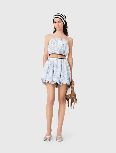 Maje Printed Balloon-effect Skirt In Blue