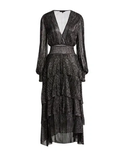 Maje Woman Maxi Dress Black Size 2 Polyester, Metal Fiber In Purple